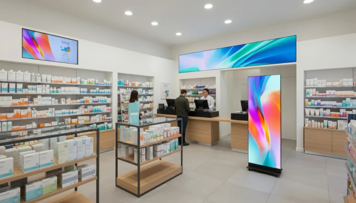 Réseau de retail média en pharmacie — écrans et régie publicitaire en point de vente (VitaRégie)